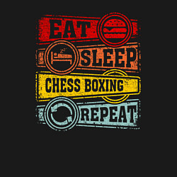 Свитшот хлопковый мужской Есть Спать Шахматный бокс Повторить, цвет: черный — фото 2
