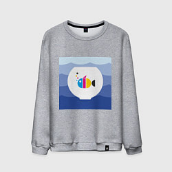 Свитшот хлопковый мужской CMYK рыбка, цвет: меланж