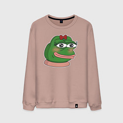 Свитшот хлопковый мужской Лягушка Пепе девочка, цвет: пыльно-розовый