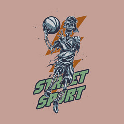 Свитшот хлопковый мужской Скелет играет в стритбол, цвет: пыльно-розовый — фото 2