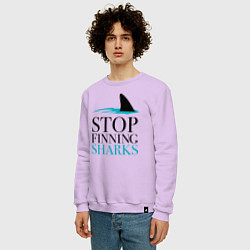 Свитшот хлопковый мужской Хватит ловить акул, цвет: лаванда — фото 2
