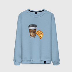 Свитшот хлопковый мужской Кофе с круассаном, цвет: мягкое небо