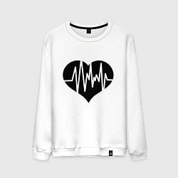 Свитшот хлопковый мужской Кардиограмма сердца, цвет: белый