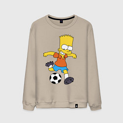 Мужской свитшот Барт Симпсон бьёт по футбольному мячу