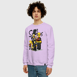Свитшот хлопковый мужской Семейка Симпсонов в кожаной одежде с заклёпками, цвет: лаванда — фото 2