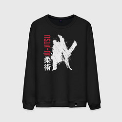 Свитшот хлопковый мужской Jiu-jitsu splashes logo, цвет: черный