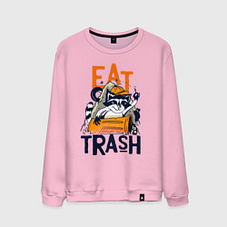 Свитшот хлопковый мужской Ешь мусор - мусорная панда, цвет: светло-розовый