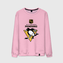 Свитшот хлопковый мужской Питтсбург Пингвинз НХЛ логотип, цвет: светло-розовый