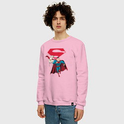 Свитшот хлопковый мужской Крипто и Супермен с лого DC Лига Суперпитомцы, цвет: светло-розовый — фото 2