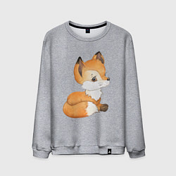 Свитшот хлопковый мужской Маленький лисенок арт, цвет: меланж