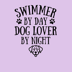 Свитшот хлопковый мужской Пловец днем - любитель собак ночью, цвет: лаванда — фото 2