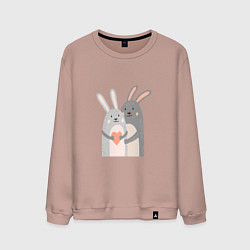 Свитшот хлопковый мужской Rabbits Love, цвет: пыльно-розовый