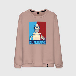 Свитшот хлопковый мужской Bender Futurama, цвет: пыльно-розовый