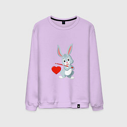 Свитшот хлопковый мужской Влюблённый кролик, цвет: лаванда