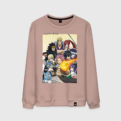 Свитшот хлопковый мужской Fairy Tail heroes, цвет: пыльно-розовый