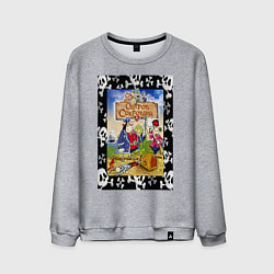 Свитшот хлопковый мужской Постер мультфильма остров сокровищ, цвет: меланж