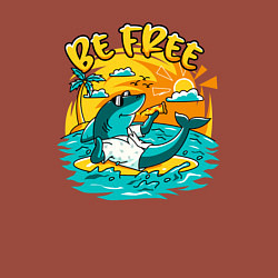 Свитшот хлопковый мужской Акула серфингист будь свободным, цвет: кирпичный — фото 2