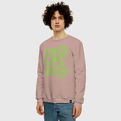 Свитшот хлопковый мужской Детали велосипеда, цвет: пыльно-розовый — фото 2