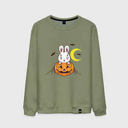 Свитшот хлопковый мужской Кролик - Хэллоуин, цвет: авокадо