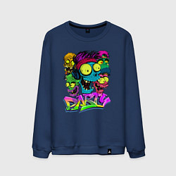 Свитшот хлопковый мужской Граффити Весёлые черепа party, цвет: тёмно-синий