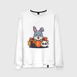 Свитшот хлопковый мужской Rabbit halloween, цвет: белый