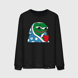 Свитшот хлопковый мужской Frog Pepe мем, цвет: черный