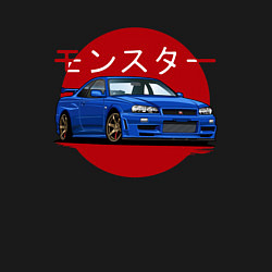 Свитшот хлопковый мужской Nissan Skyline R34 GT-R, цвет: черный — фото 2