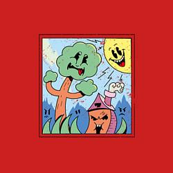 Свитшот хлопковый мужской Тревожный пейзаж, цвет: красный — фото 2