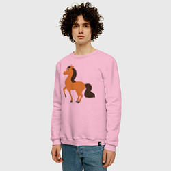 Свитшот хлопковый мужской Конь, цвет: светло-розовый — фото 2