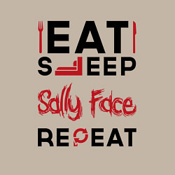 Свитшот хлопковый мужской Надпись: eat sleep Sally Face repeat, цвет: миндальный — фото 2