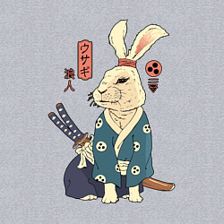 Свитшот хлопковый мужской Кролик самурай с мечом, цвет: меланж — фото 2
