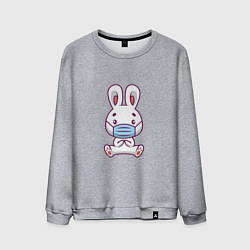 Свитшот хлопковый мужской Кролик в маске, цвет: меланж