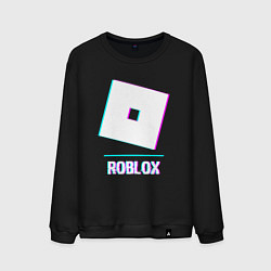 Свитшот хлопковый мужской Roblox в стиле glitch и баги графики, цвет: черный