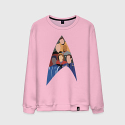 Свитшот хлопковый мужской Звездный путь - все капитаны, цвет: светло-розовый