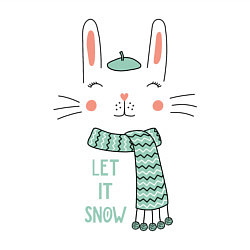 Свитшот хлопковый мужской Let it snow, rabbit in green beret, цвет: белый — фото 2