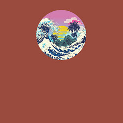 Свитшот хлопковый мужской Большая волна и пальмы, цвет: кирпичный — фото 2