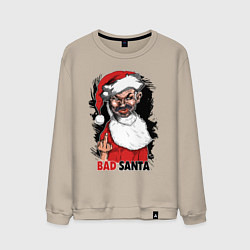 Свитшот хлопковый мужской Bad Santa, fuck you, цвет: миндальный