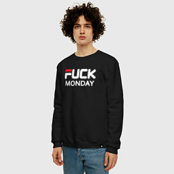 Свитшот хлопковый мужской Fuck monday, fila, anti-brand, цвет: черный — фото 2