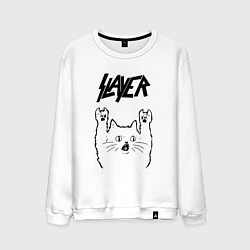 Свитшот хлопковый мужской Slayer - rock cat, цвет: белый
