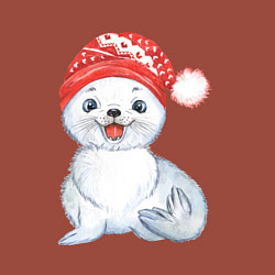 Свитшот хлопковый мужской Новогодний тюлень, цвет: кирпичный — фото 2