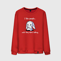 Свитшот хлопковый мужской I like people rabbit, цвет: красный