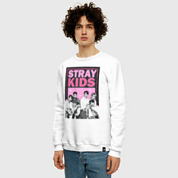 Свитшот хлопковый мужской Stray Kids boy band, цвет: белый — фото 2