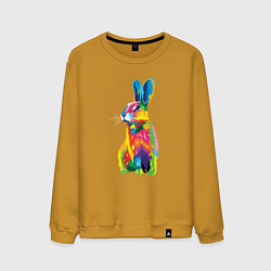 Свитшот хлопковый мужской Кролик в стиле поп-арт, цвет: горчичный
