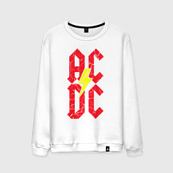 Свитшот хлопковый мужской AC DC logo, цвет: белый