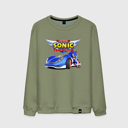 Свитшот хлопковый мужской Team Sonic racing - hedgehog, цвет: авокадо