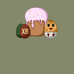 Свитшот хлопковый мужской Пасхальный кулич и цыпленок, цвет: авокадо — фото 2