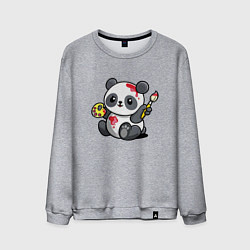 Свитшот хлопковый мужской Панда - крутой художник! Cutie, цвет: меланж