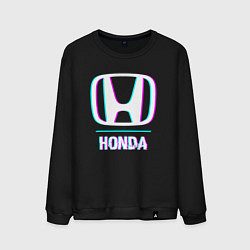 Свитшот хлопковый мужской Значок Honda в стиле glitch, цвет: черный