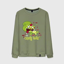 Свитшот хлопковый мужской Nutty - candy kills, цвет: авокадо