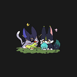 Свитшот хлопковый мужской Котики Сайно и Тигнари, цвет: черный — фото 2